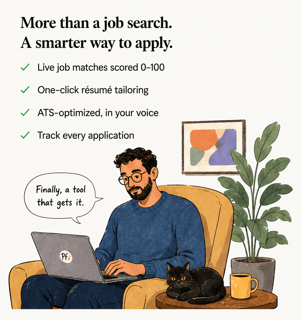 Man on couch with cat — Finally, a tool that gets it.