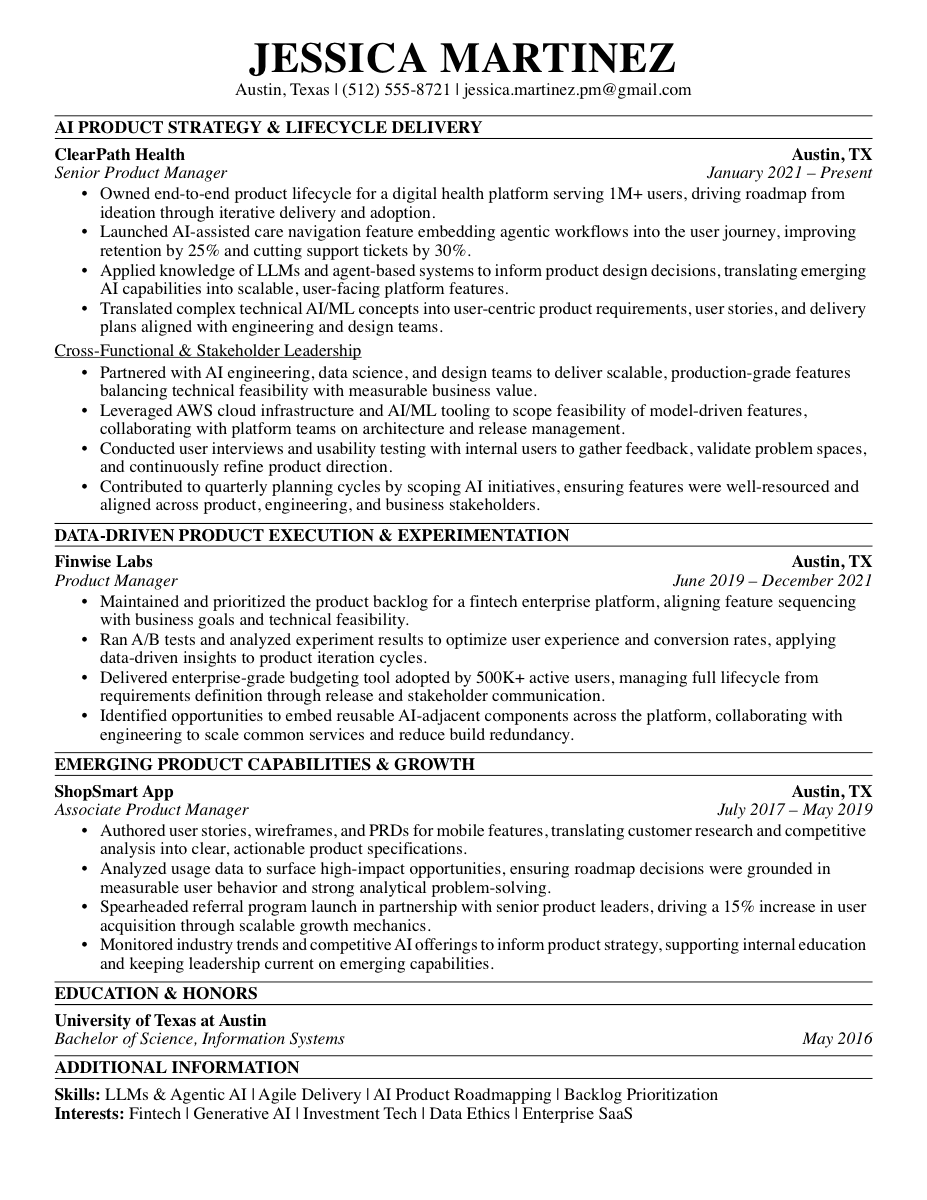 Tailored ATS-optimized resume after Perfect Fit