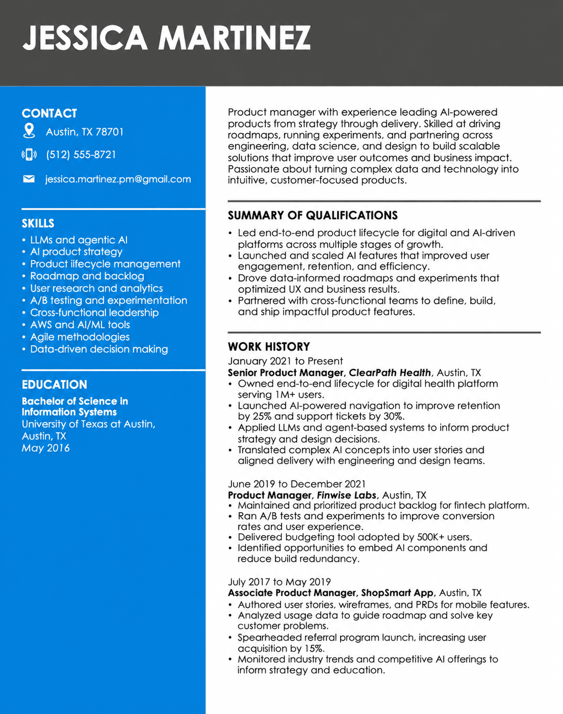Generic resume before Perfect Fit